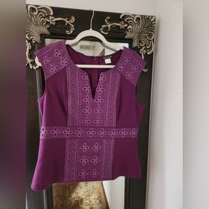 Faux leather and fabric  top by Venus  size XL,  purple